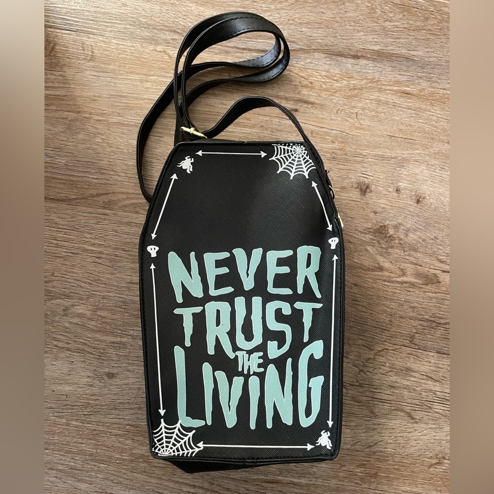NEW “Never Trust The Living” Beetlejuice Quirky Handbag w/ Adjustable Strap